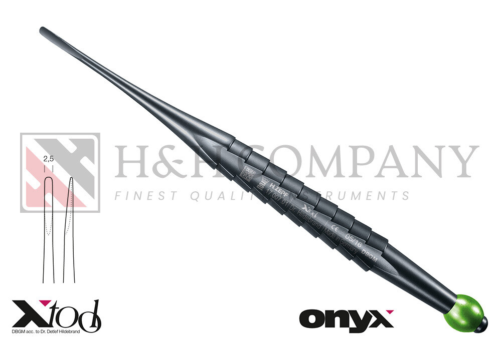 X-TOOL 1  ELEVATOR, STRAIGHT 2,5MM, WITH GREEN ID.-BALL X-TOOL 1  ELEVATOR, STRAIGHT 2,5MM, WITH GREEN ID.-BALL