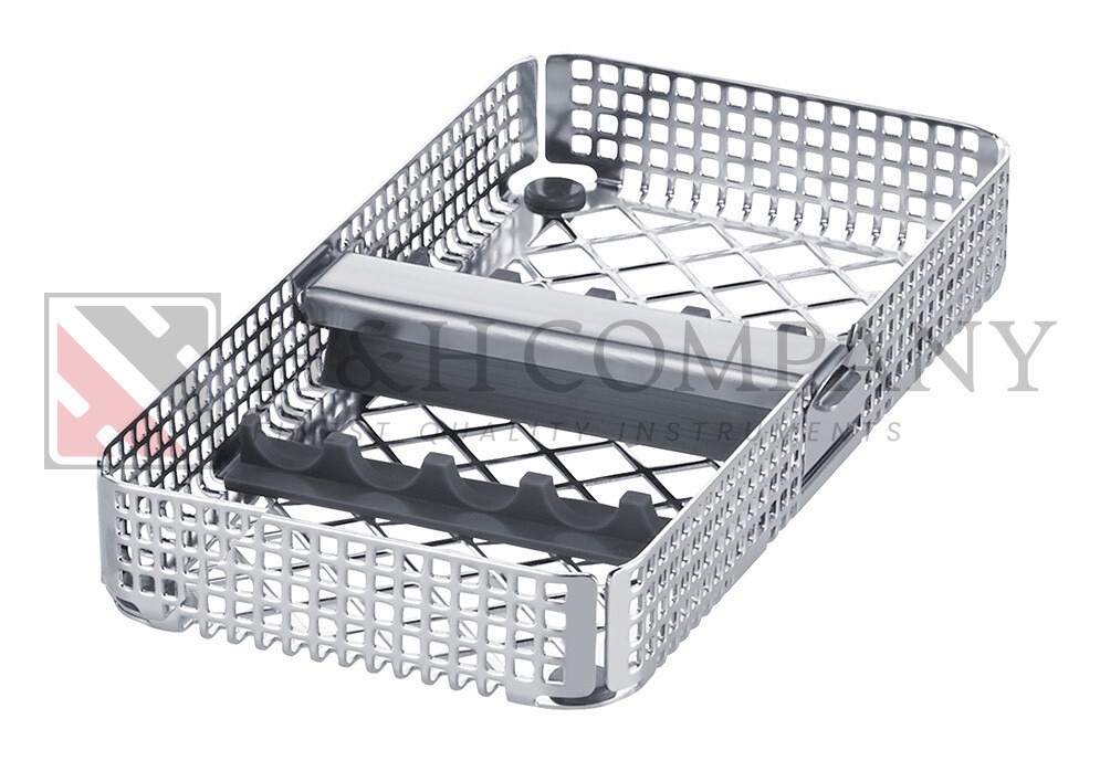 Cassette for 5 Instruments, Includes Two Silicone Inserts &amp; Retaining Bar