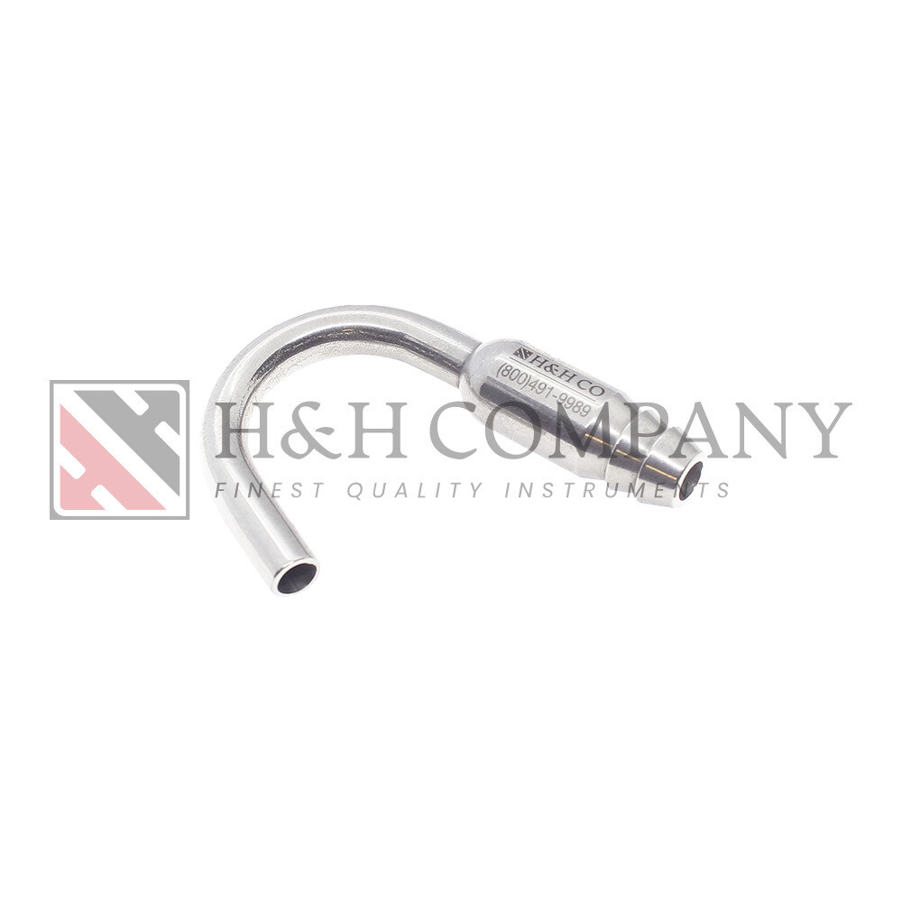 CURVED TUBING ADAPTER USED TO CONNECT 1/4" SURGICAL TO HIGH VOLUME ADAPTER S/S