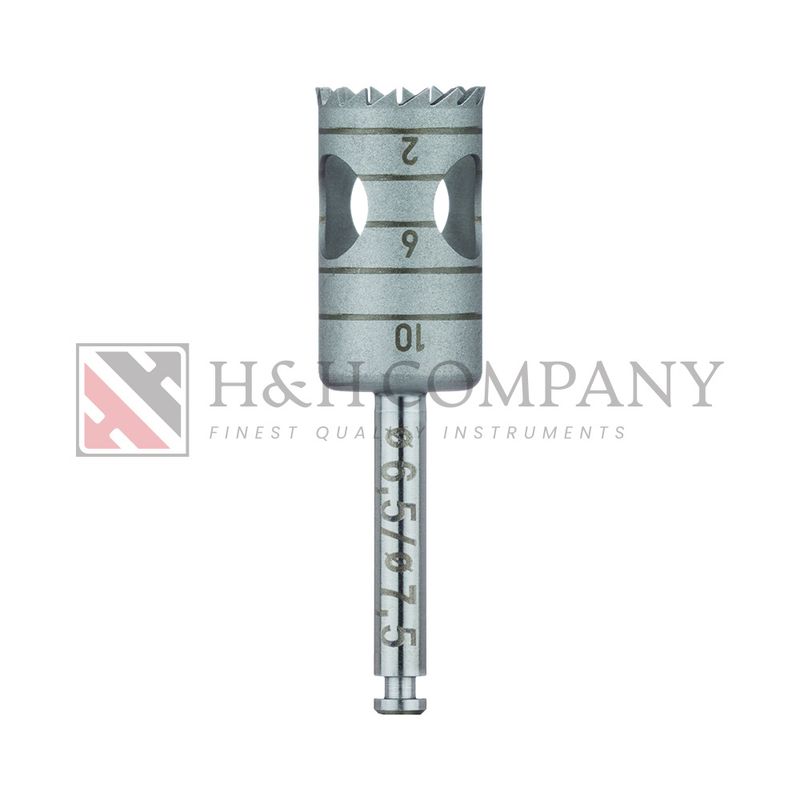 SURGERY, STAINLESS STEEL BUR, TREPHINE, 7.5MM EXTERNAL Ø, 6.5MM INTERNAL Ø, RAL