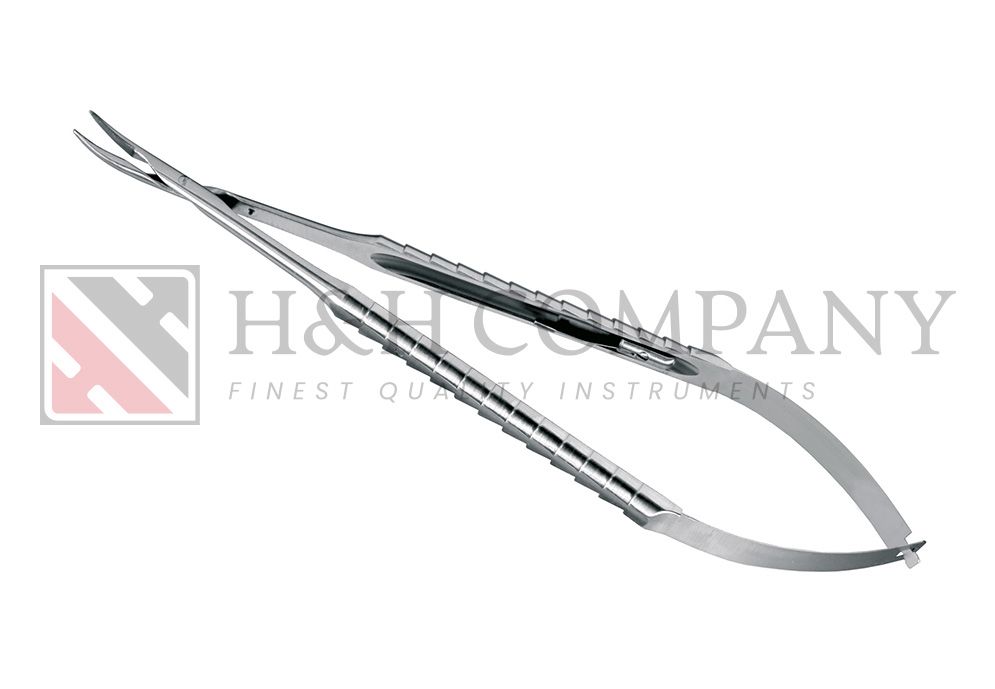 CASTROVIEJO MICRO NEEDLE HOLDER, CURVED, SERRATED, TC, 18 CM, ZEPF-LINE