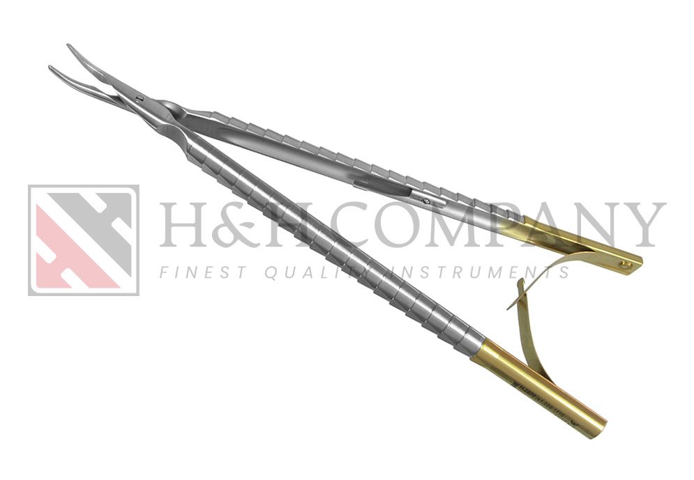 MACRO NEEDLE HOLDER CURVED SPIN LOCK TC 17.5cm SUTURES 4/0 to 8/0