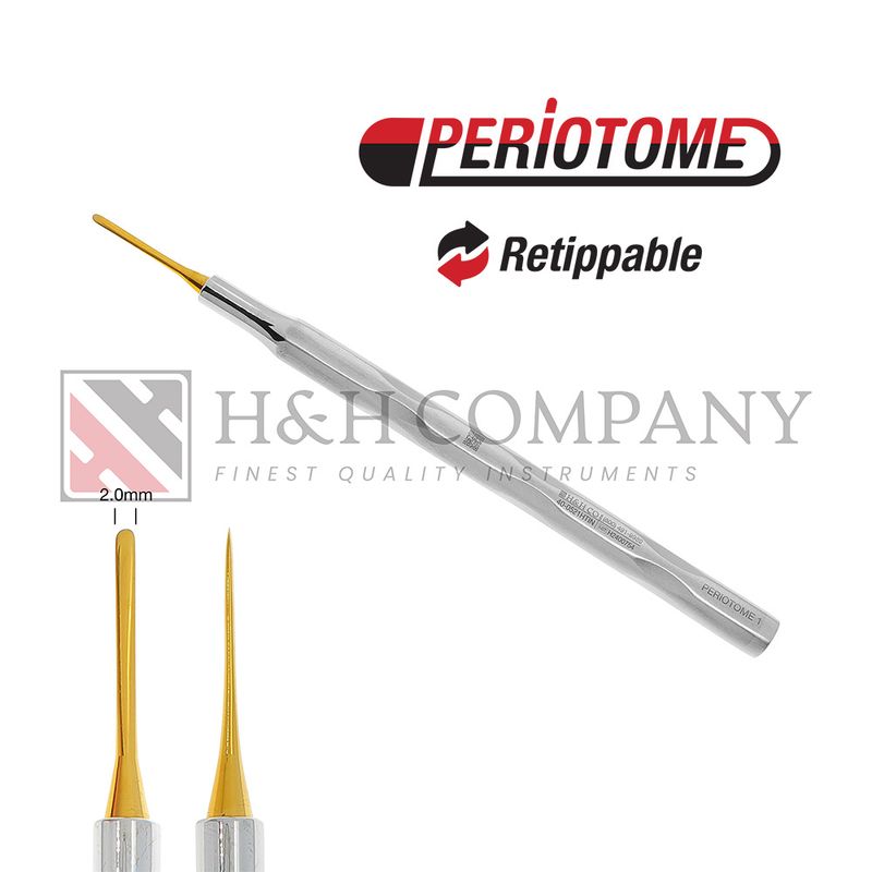 Periotome #1, Titanium Nitride Coated Tip 2.0mm, Handform Handle