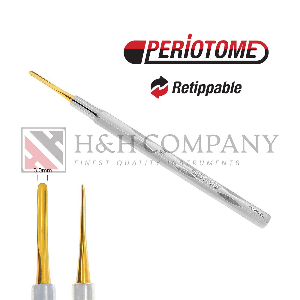Periotome Feuer B-L, Titanium Nitride Coated Tip 3.0mm, Handform Handle