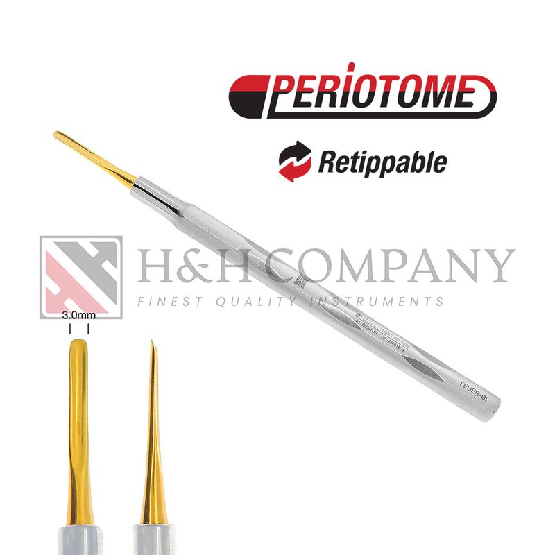 Periotome Feuer B-L, Titanium Nitride Coated Tip 3.0mm, Handform Handle