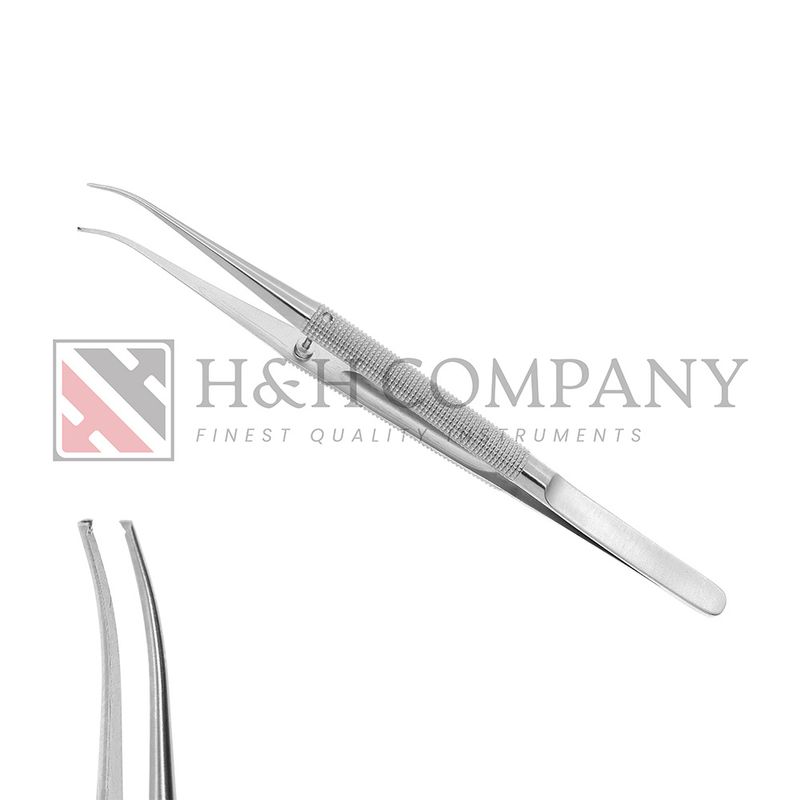 Suture Pliers Micro, 1x2 Teeth, Curved, Round Handle, 6"