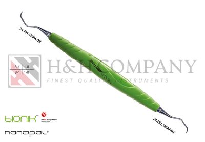 SICKLE SCALER PERIODONTIC, ZEPF-BIONIK, FIG.M 23 A, YELLOW-GREEN,