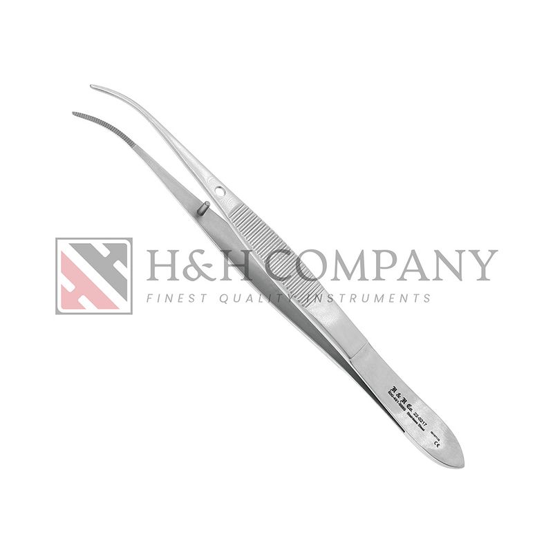 EYE FORCEP SERRATED STANDARD-HALF CURVE 4"
