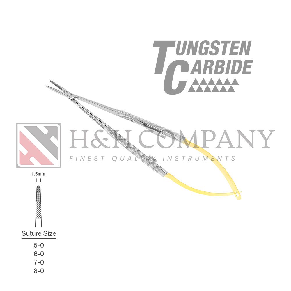 Castroviejo Needle Holder, 1.5mm Tip, Straight, Round Knurled Handle, 5 3/4&quot;