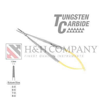 Castroviejo Needle Holder, 1.5mm Tip, Straight, Round Knurled Handle, 5 3/4&quot;
