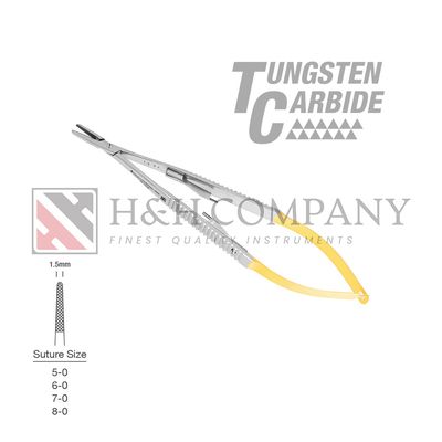 Castroviejo Needle Holder, 1.5mm Tip, Straight, Flat Handle, 5 3/4&quot;