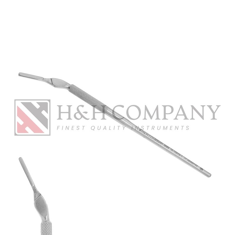 Blade Handle, Curved Down, Round Knurled, 6"