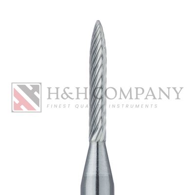 Trimming &amp; Finishing Carbide Bur, Fine, Flame, 1.2mm Ø, RA 5PK
