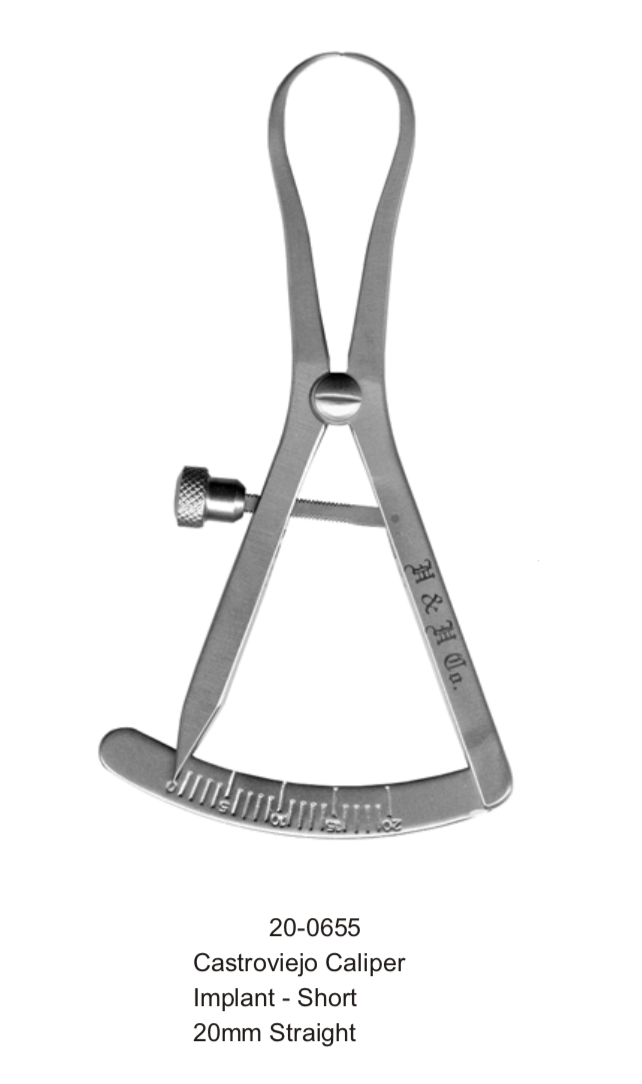 CALIPER CASTROVIEJO 20MM STRAIGHT IMPLANT SHORT