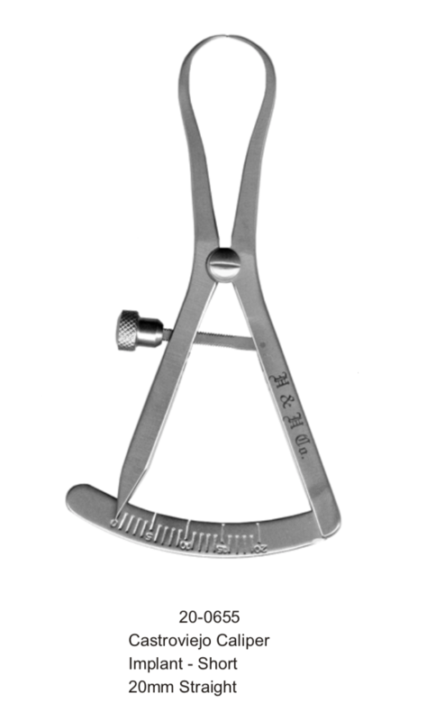 CALIPER CASTROVIEJO 20MM STRAIGHT IMPLANT SHORT