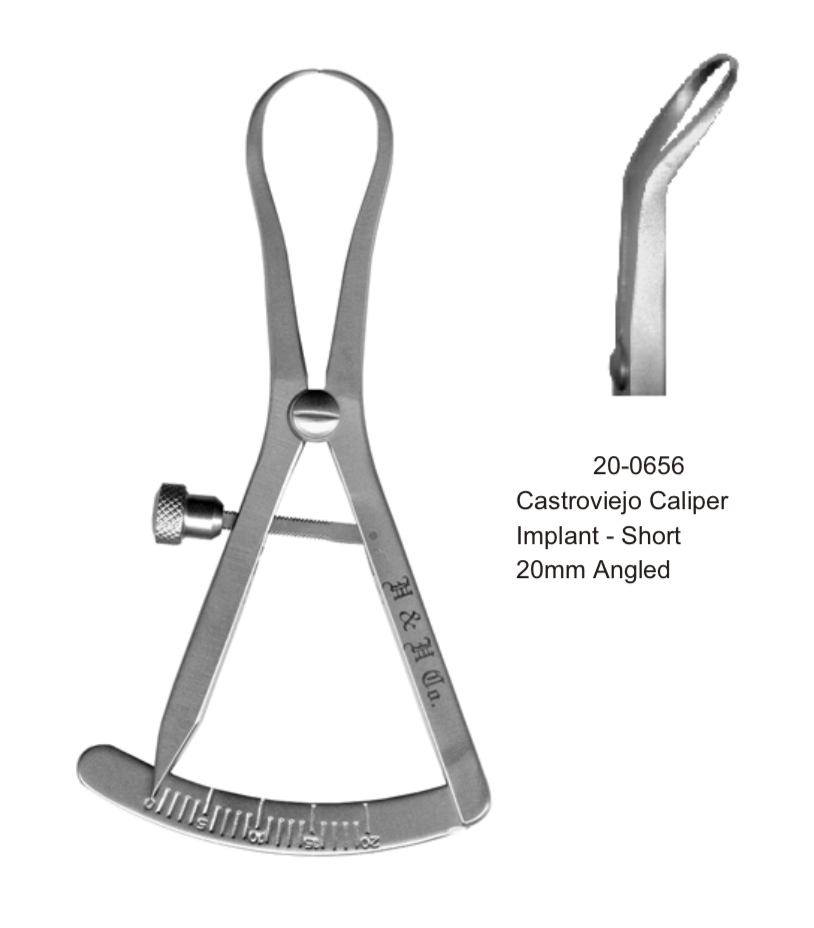CALIPER CASTROVIEJO 20MM IMPLANT ANGLED SHORT