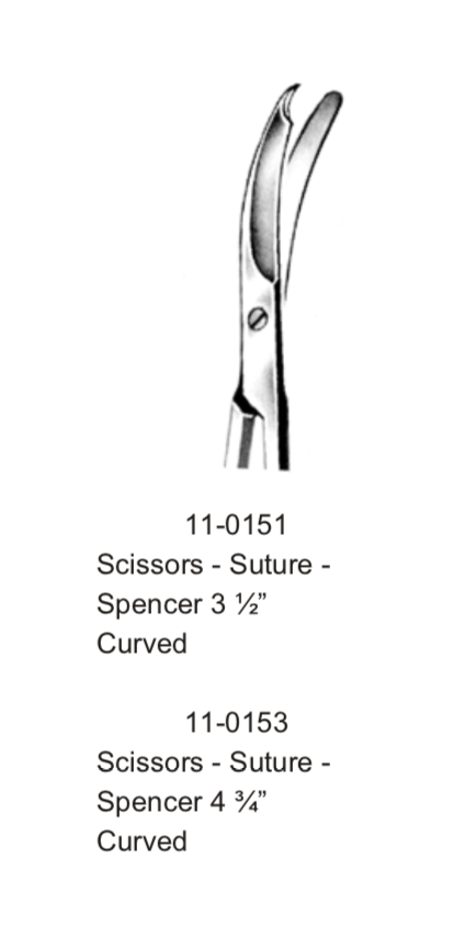SCISSORS SUTURE-SPENCER 3 1/2 CV DISCONTINUED