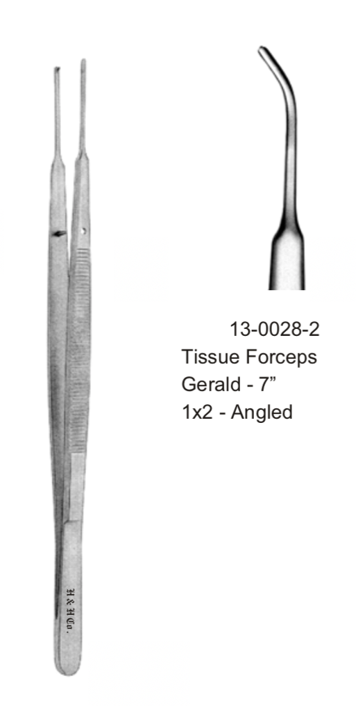 TISSUE FORCEPS - GERALD - 7&quot; - 1x2 - ANGLED
