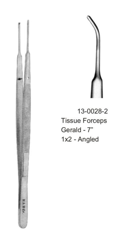 TISSUE FORCEPS - GERALD - 7" - 1x2 - ANGLED