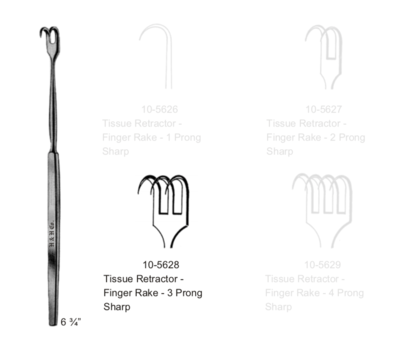 FINGER RAKE RET 3 PRONG SHARP