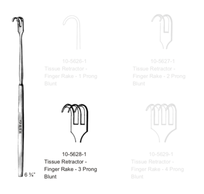 FINGER RAKE RET 3 PRONG BLUNT