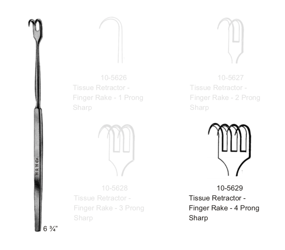 FINGER RAKE RET 4 PRONG SHARP