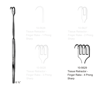 FINGER RAKE RET 4 PRONG SHARP