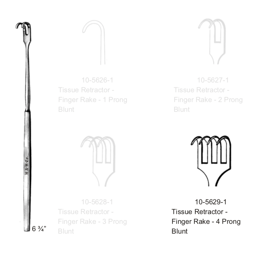 FINGER RAKE RET 4 PRONG BLUNT