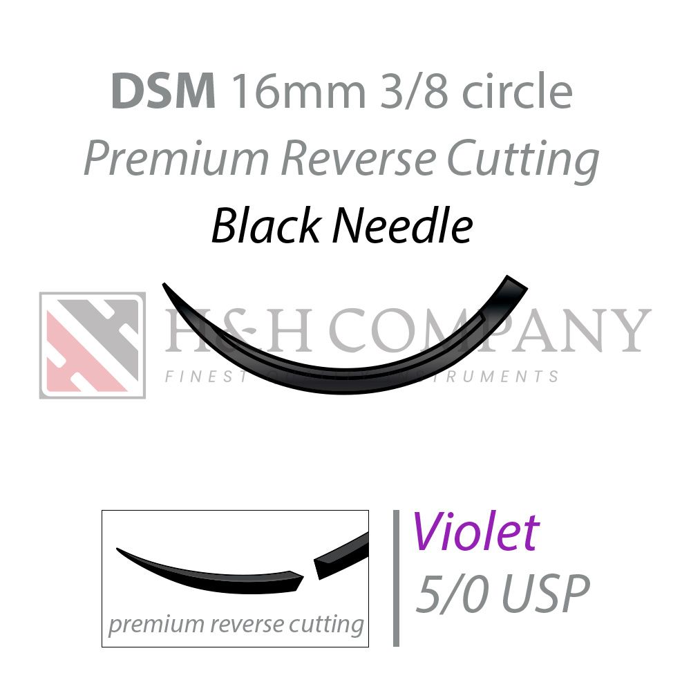 GLYCOLON violet DSM16 black needle  5/0 USP 45 cm