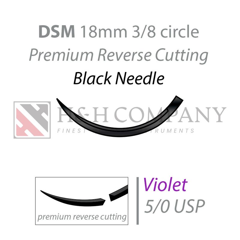 GLYCOLON violet DSM18 black needle  5/0 USP 45 cm
