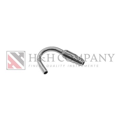 Curved Tubing Adapter, Connects 1/4" Surgical to High Volume Adapter, Stainless Steel