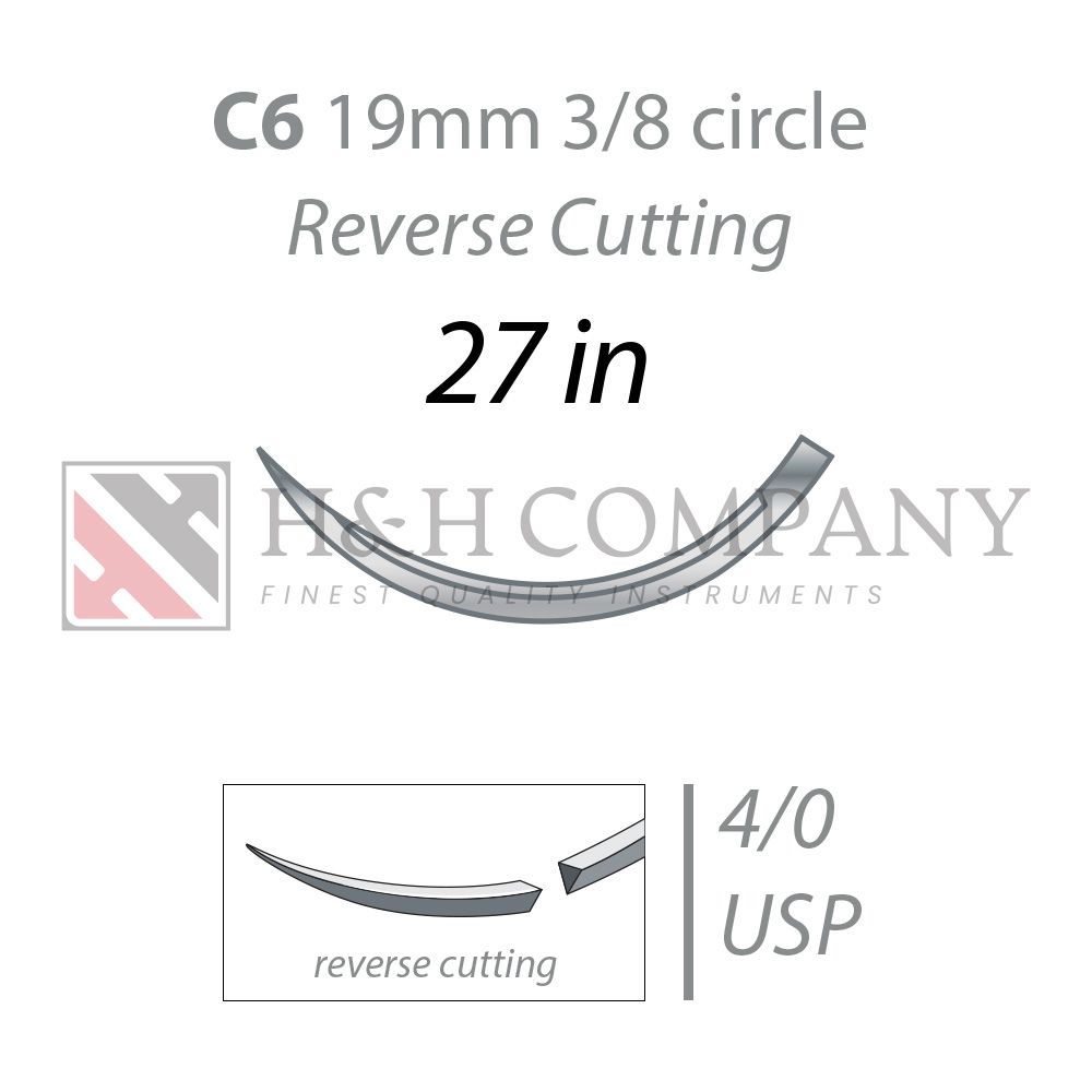 4-0 PLAIN GUT, C6 (19MM, 3/8 REVERSE CUTTING NEEDLE) 27"