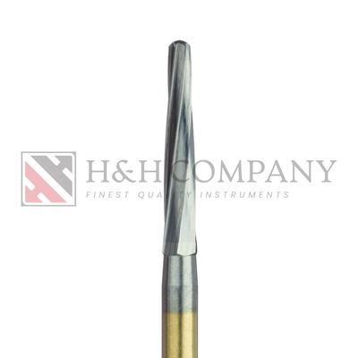 Surgical Carbide Bur, Round End Taper, Surgical Cutter, Gold Plated, 1.6mm Ø, FGL 2PK