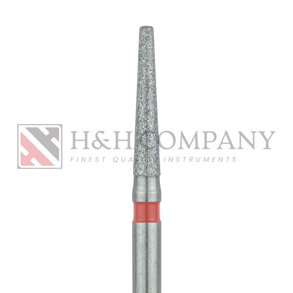 Long Tapered Round Edge Diamond Bur, 1.6mm, Fine, 0.9mm Tip, FG 5PK
