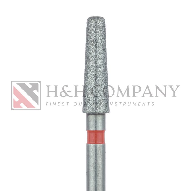 Long Tapered Round Edge Diamond Bur, 2.3mm, Fine, 1.6mm Tip, FG 5PK