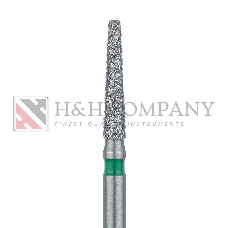 Long Tapered Round Edge Diamond Bur, 1.6mm, Coarse, 0.9mm Tip, FG 5PK
