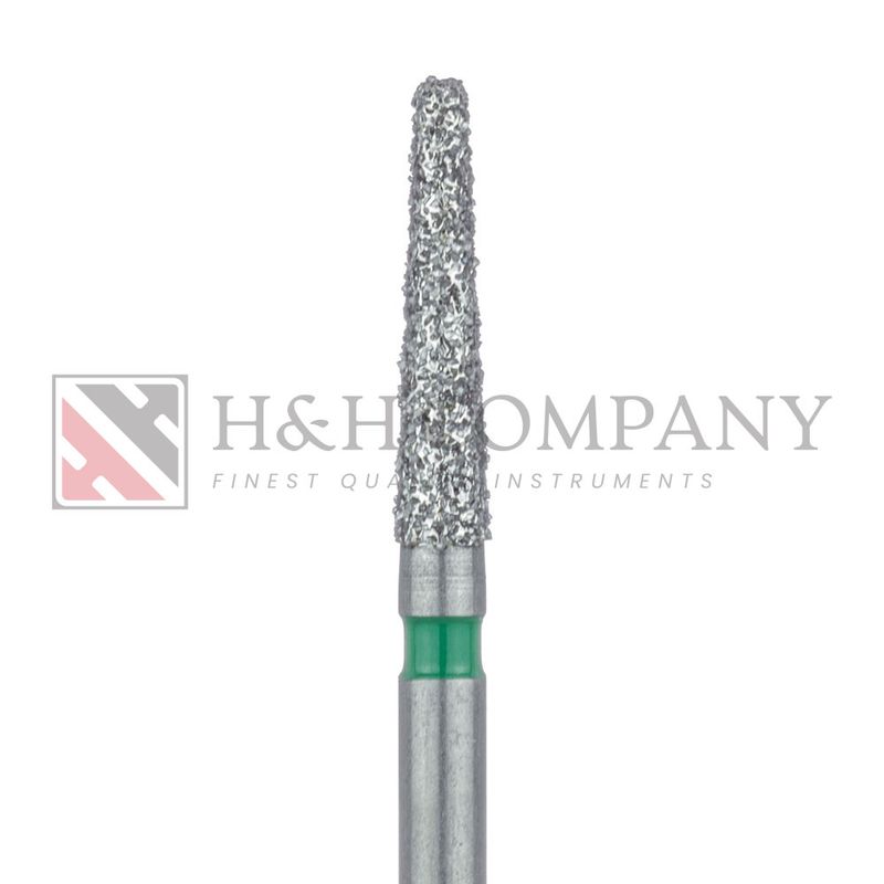 Long Tapered Round Edge Diamond Bur, 1.8mm, Coarse, 1.4mm Tip, FG 5PK