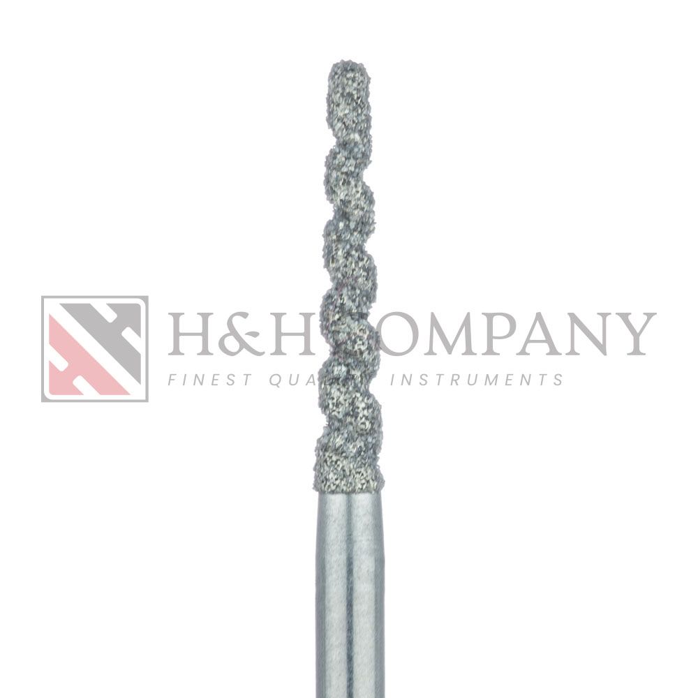 Extra Long Tapered Round Edge Diamond Bur, Cool &amp; Efficient, 1.6mm, Medium, 0.9mm Tip, FG 5PK