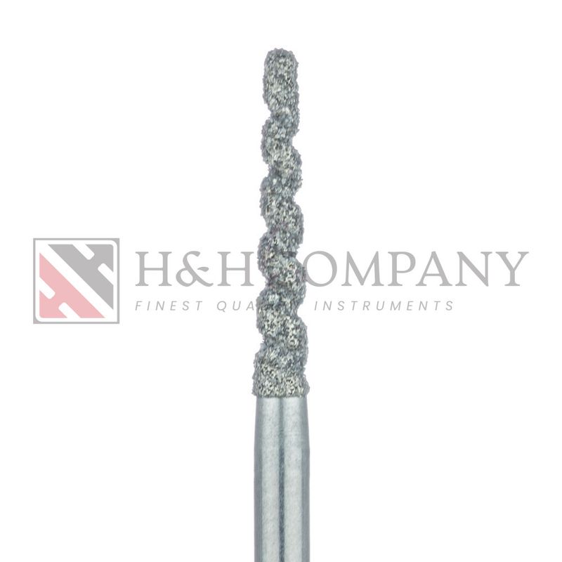 Extra Long Tapered Round Edge Diamond Bur, Cool &amp; Efficient, 1.6mm, Medium, 0.9mm Tip, FG 5PK