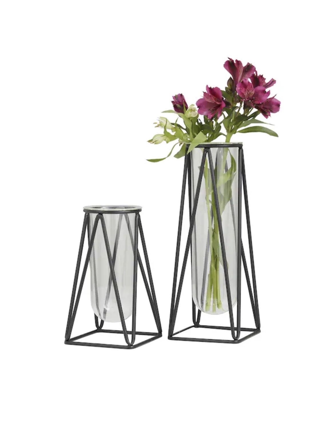 2pc Black Iron Vase