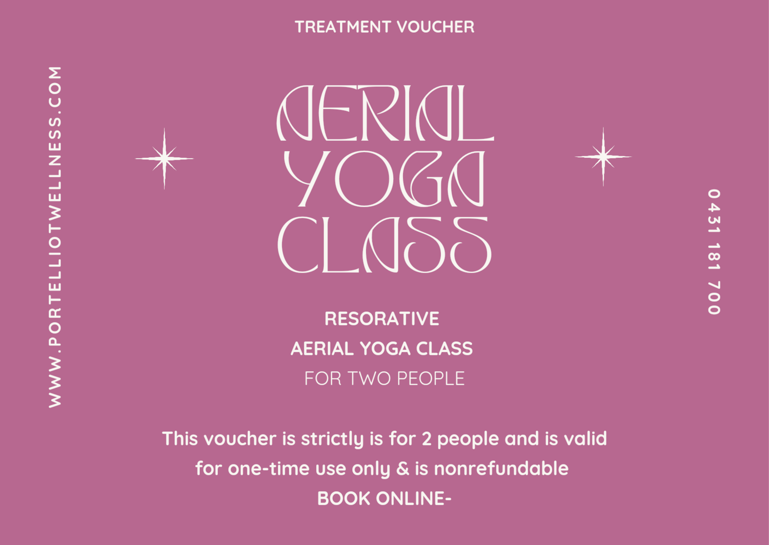 Resorative Aerial Yoga Class for 2 people