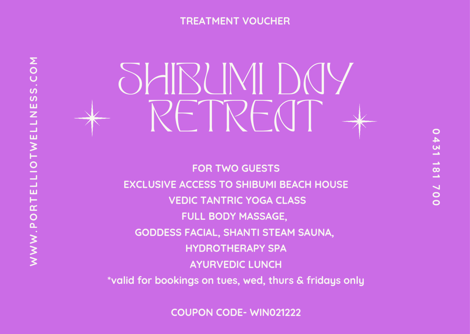 Shibumi Day Retreat for 2 guests- Aldinga 