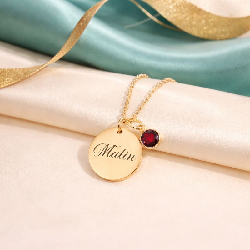 Graverat Halsband Med Månadssten