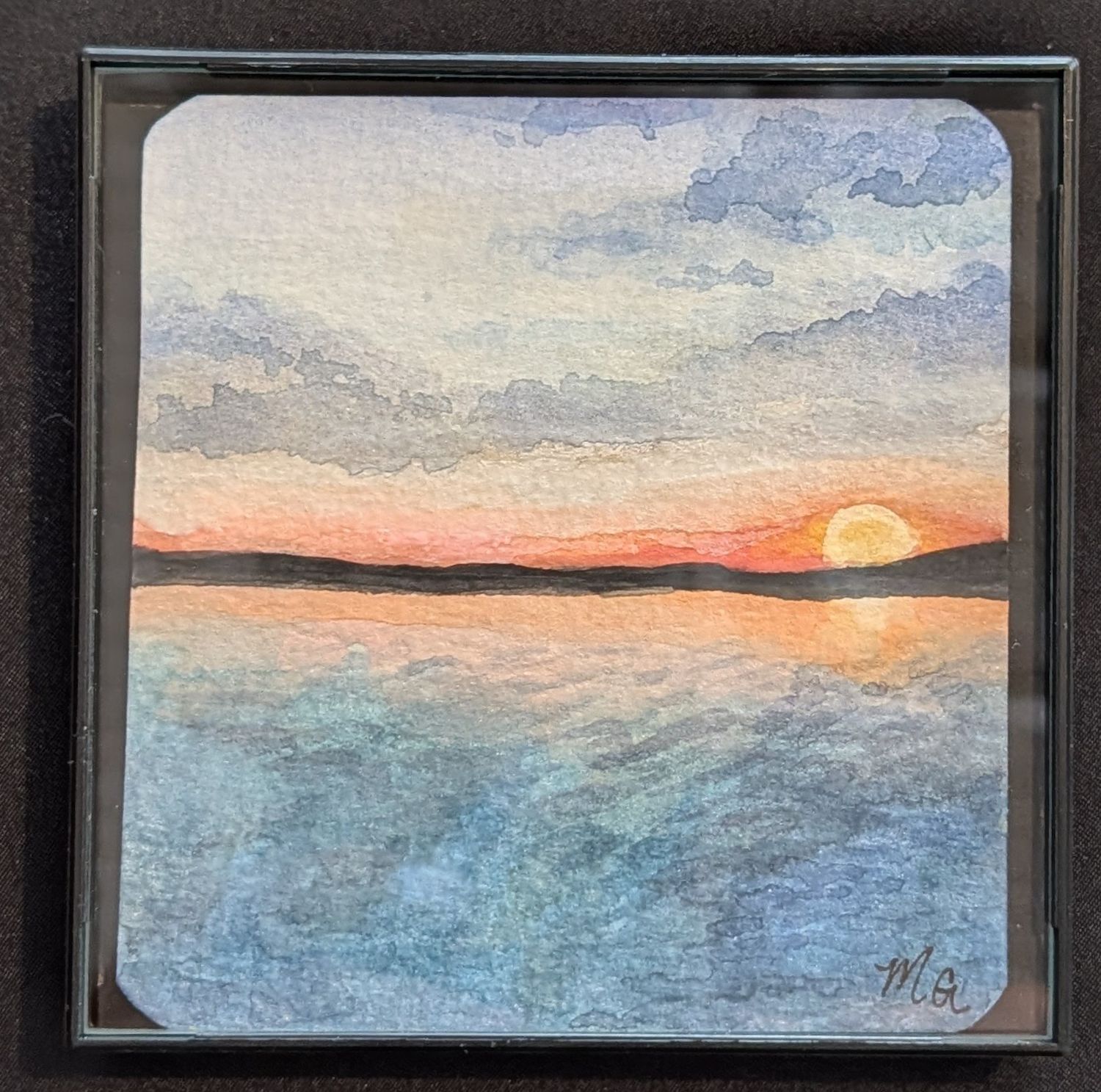 Framed 4"x4" original watercolor3