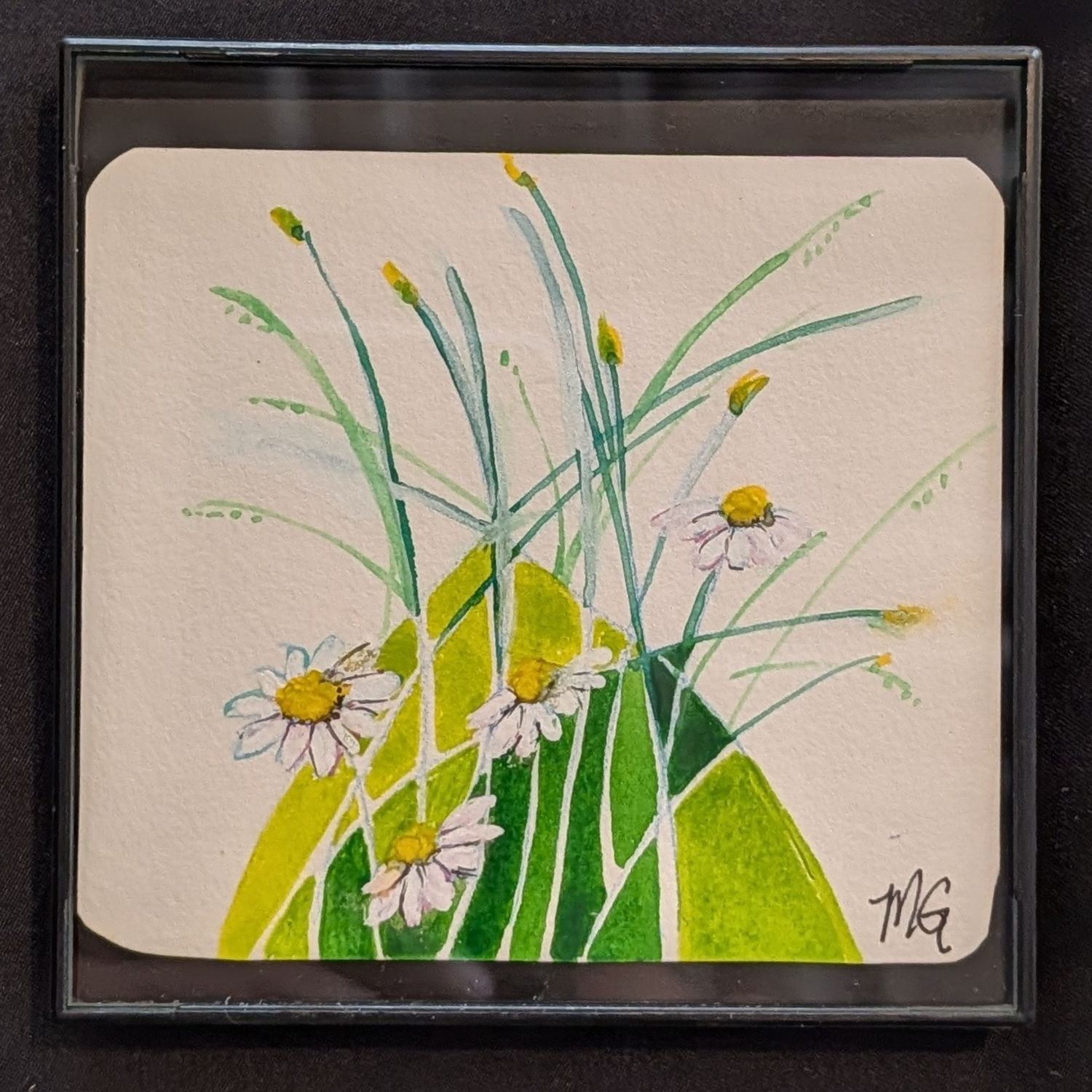 Framed 4"x4" original watercolor4