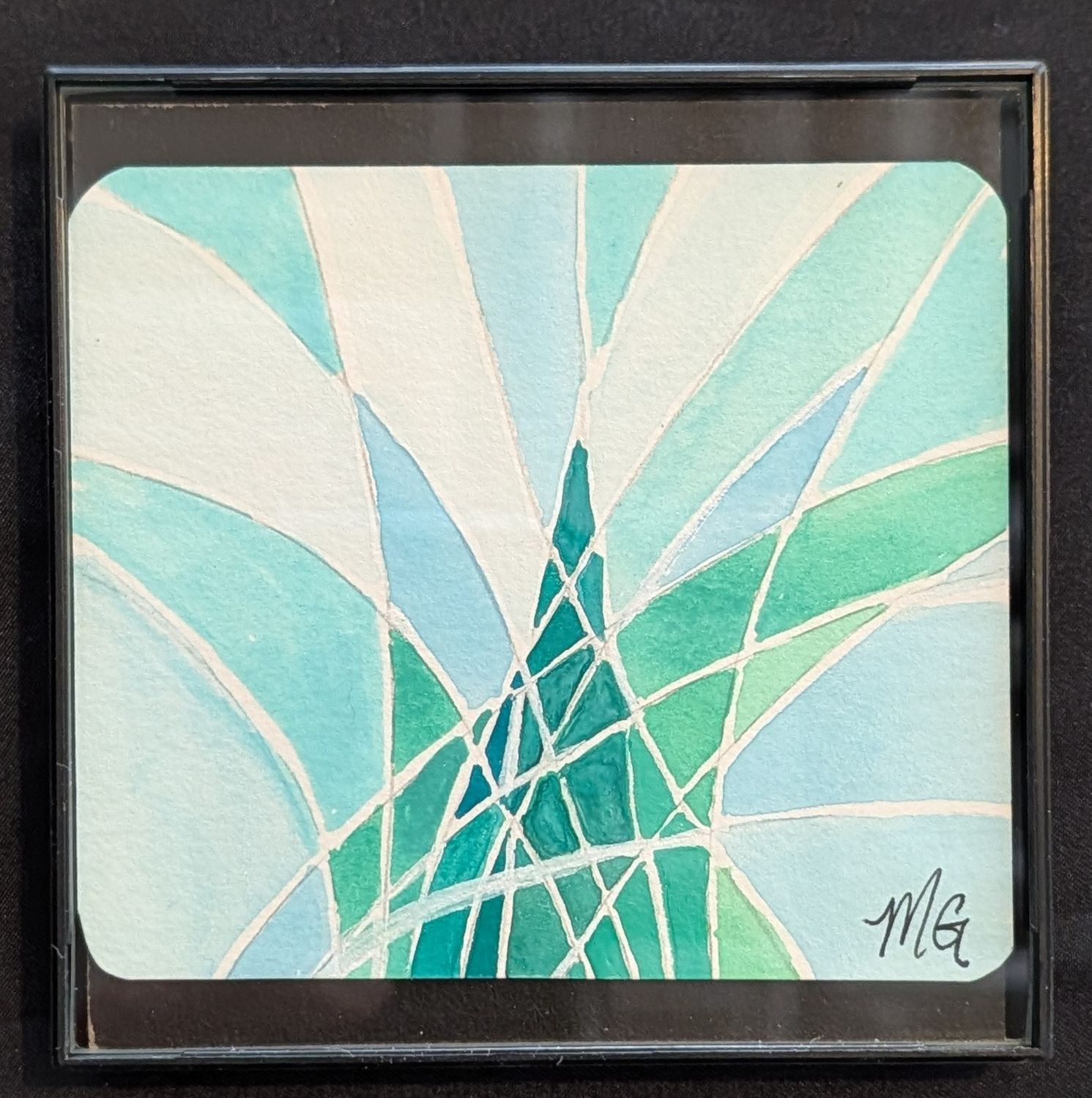Framed 4"x4" original watercolor2