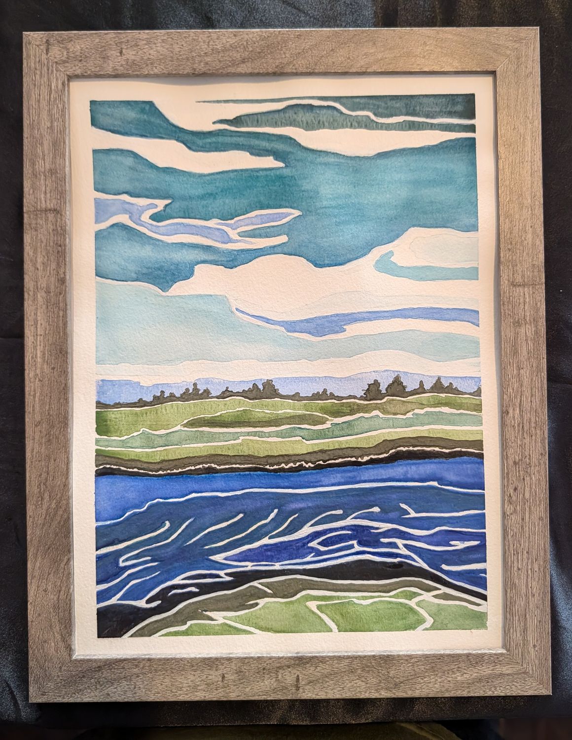 Original Watercolor “River Blues” 8"x11"