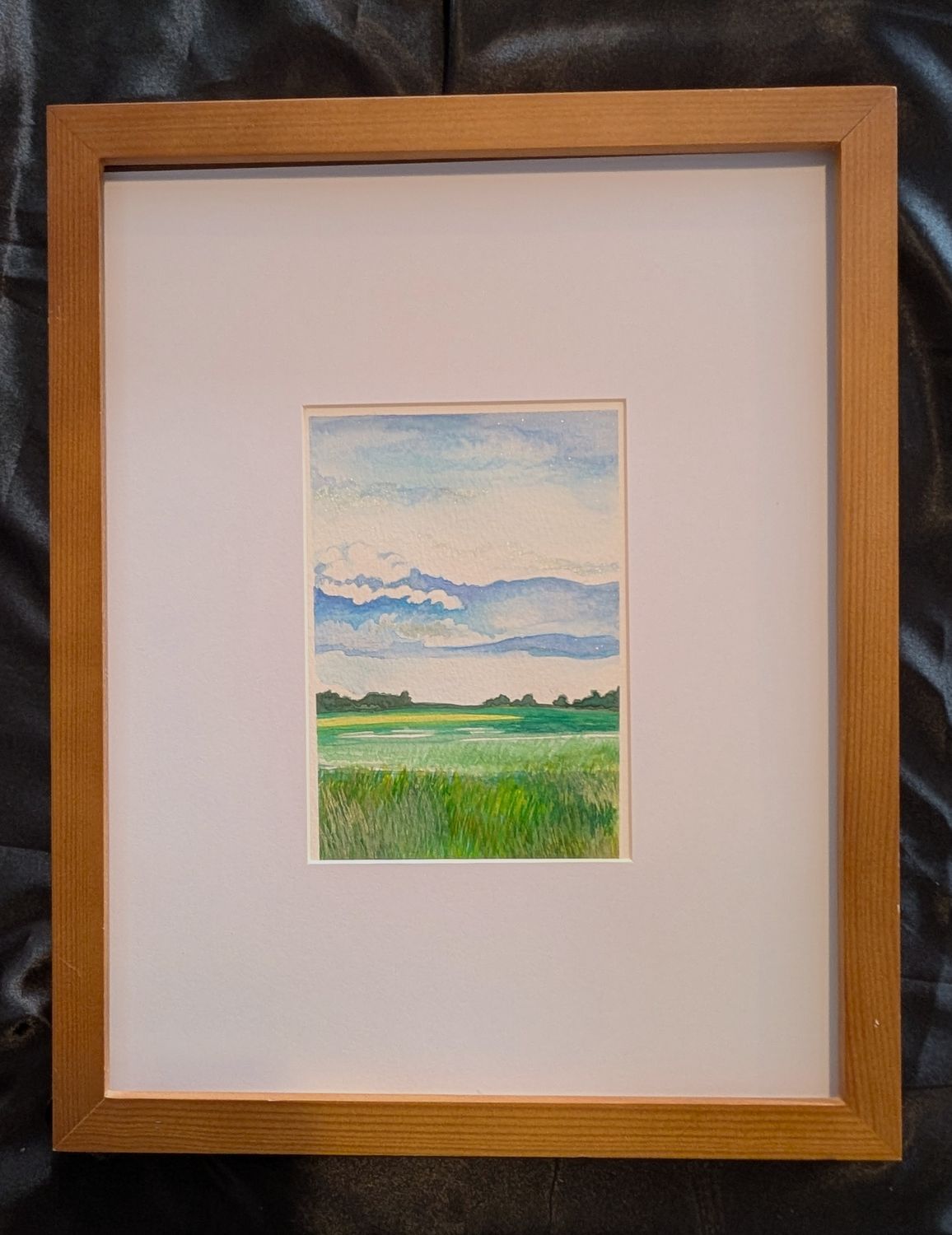Original Watercolor “Fields Of Greens”   4.5" x 6.5"