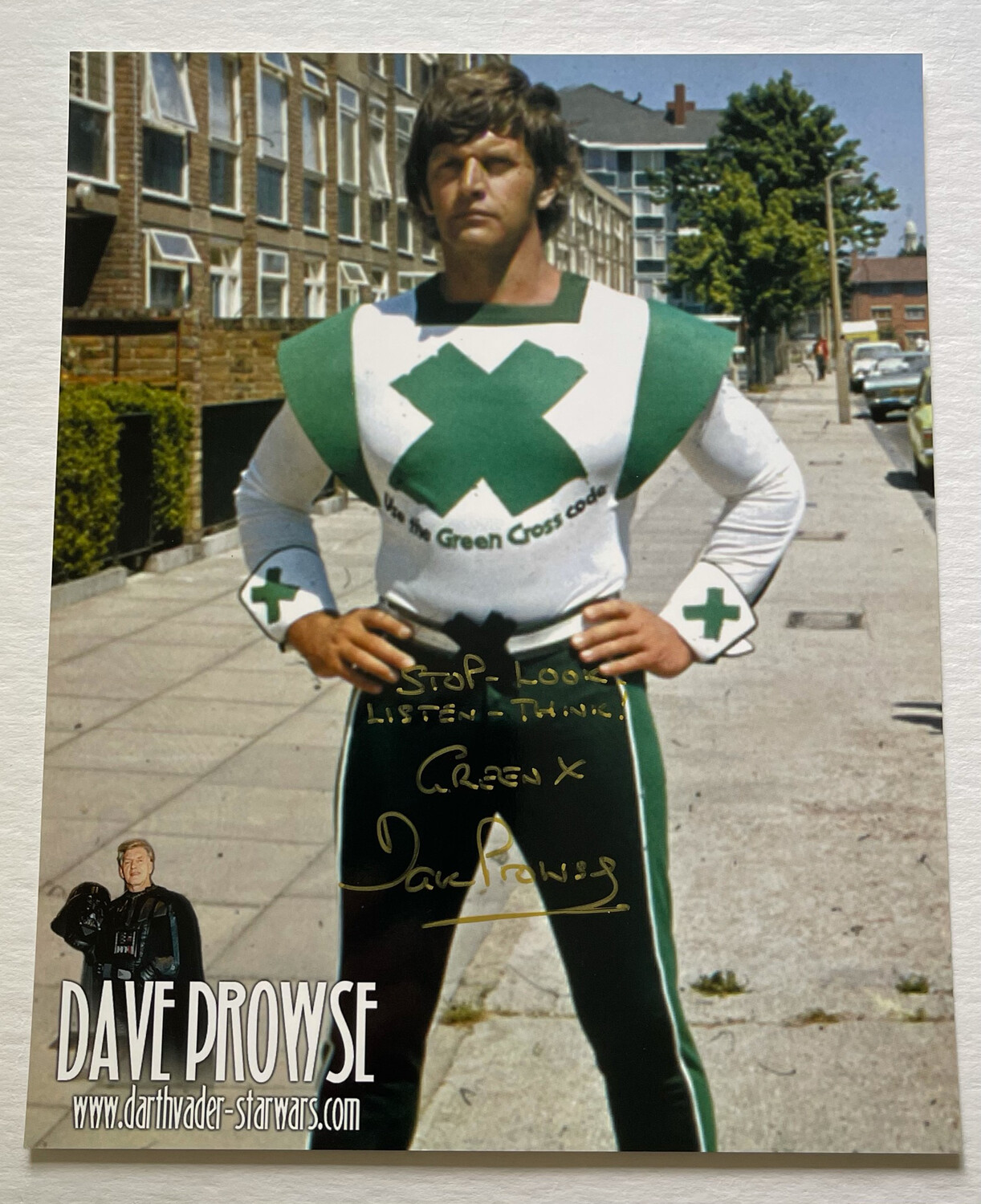 8X10 GREEN CROSS MAN PHOTO SIGNED BY DAVE PROWSE