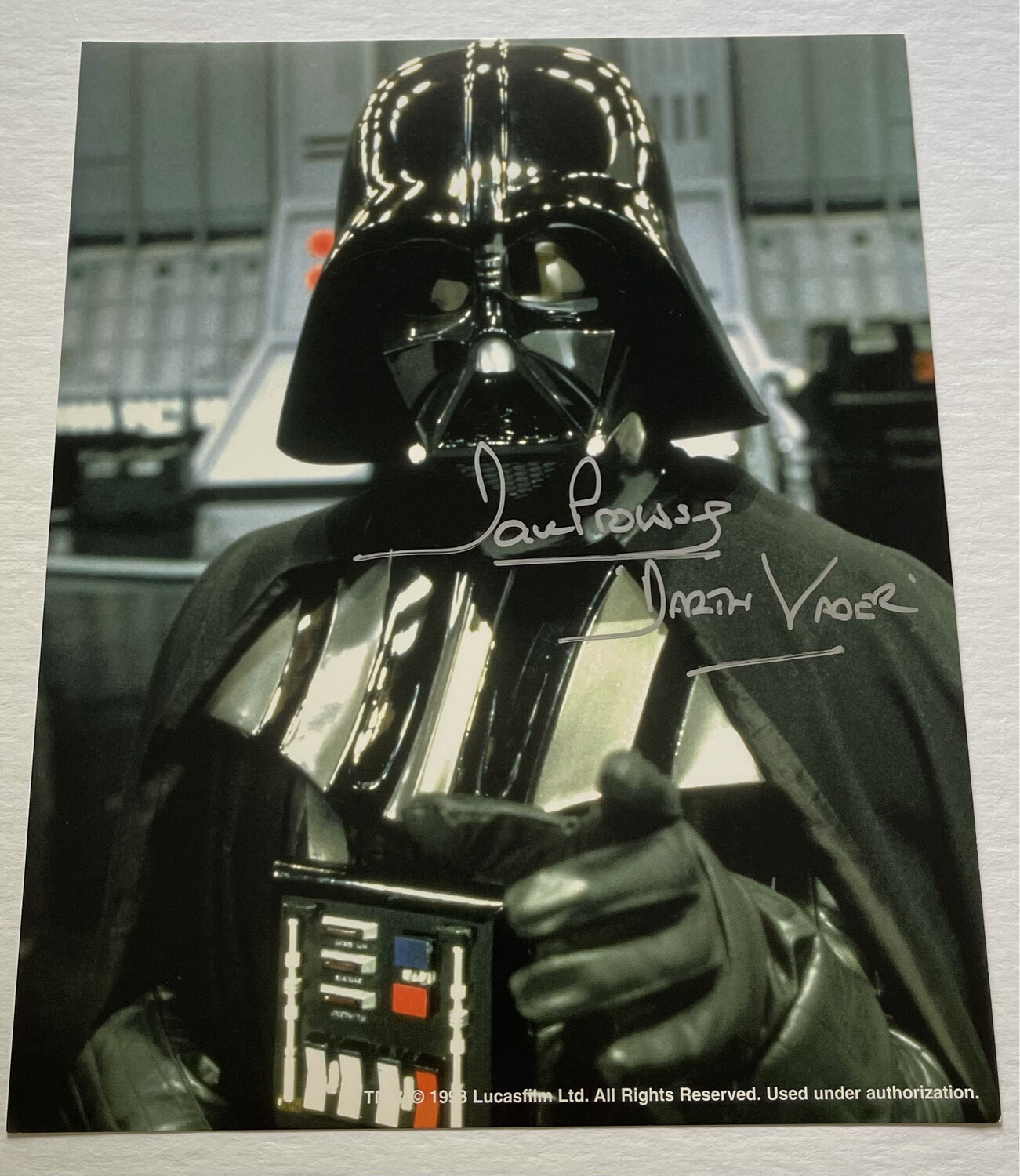 8X10 DARTH VADER SIGNED BY DAVE PROWSE